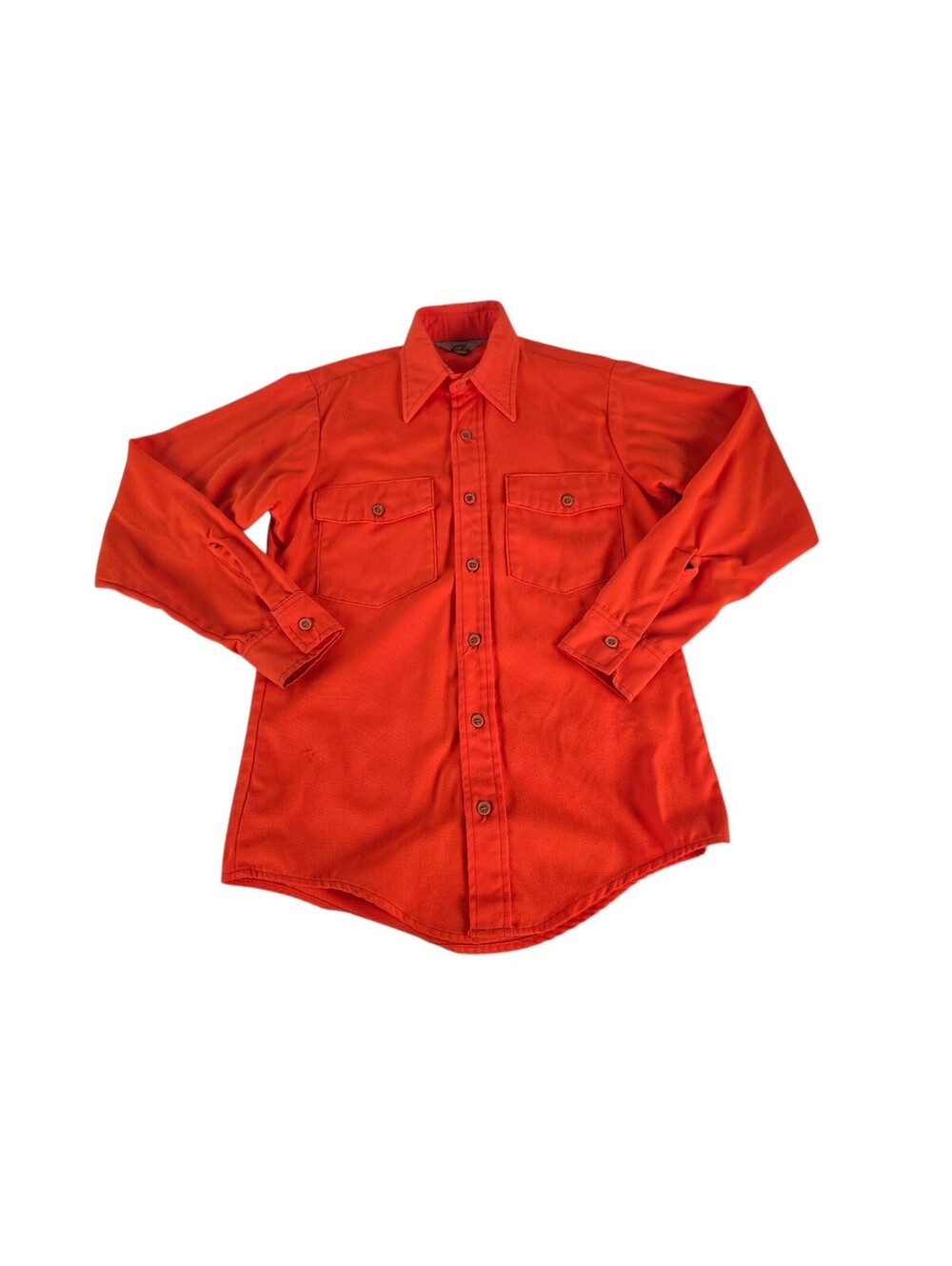 Vtg Duxbak Blaze Orange Hunting Shirt Long Sleeve Button Up Size Small USA